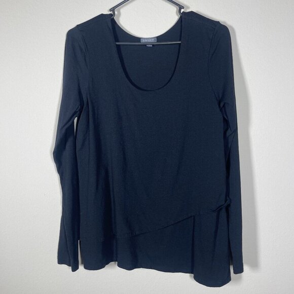 Lilla P Women's LS Black Layered Top Casual Medium Cotton Blend! - Picture 1 of 5
